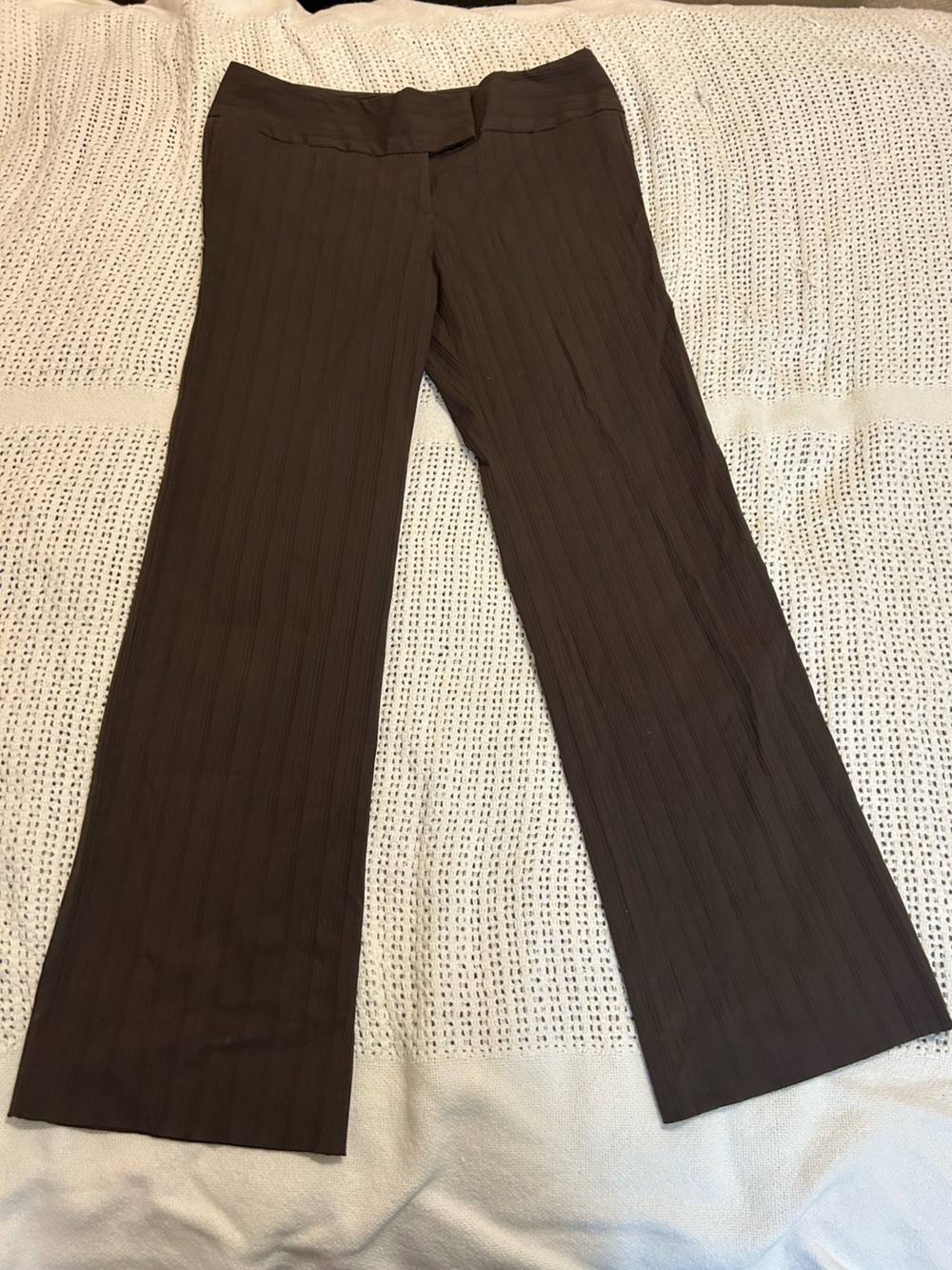Women’s Ribbed Brown Stretchy Dress Pants Size 10